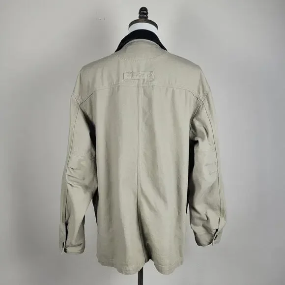 Duluth Trading Co Jacket Men Large Tall Tan Canvas Barn Chore Work Field Outdoor